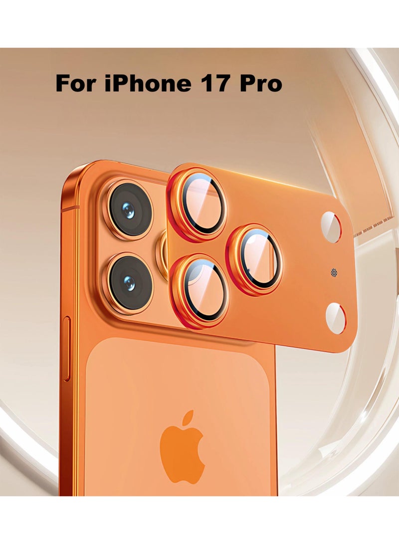 For iPhone 17 Pro Camera Lens Protector 9H Tempered Glass Camera Cover Screen Metal Ring Case Friendly Scratch Resistant Easy to Install - Orange - Image 1