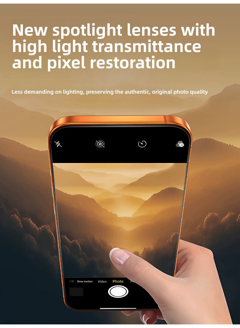 For iPhone 17 Pro Camera Lens Protector 9H Tempered Glass Camera Cover Screen Metal Ring Case Friendly Scratch Resistant Easy to Install - Orange - Image 4