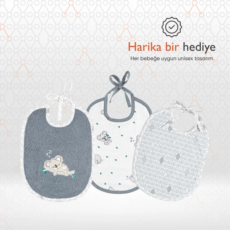 Gezenbebe Hero 3-Piece Newborn Baby Bib Set Koala