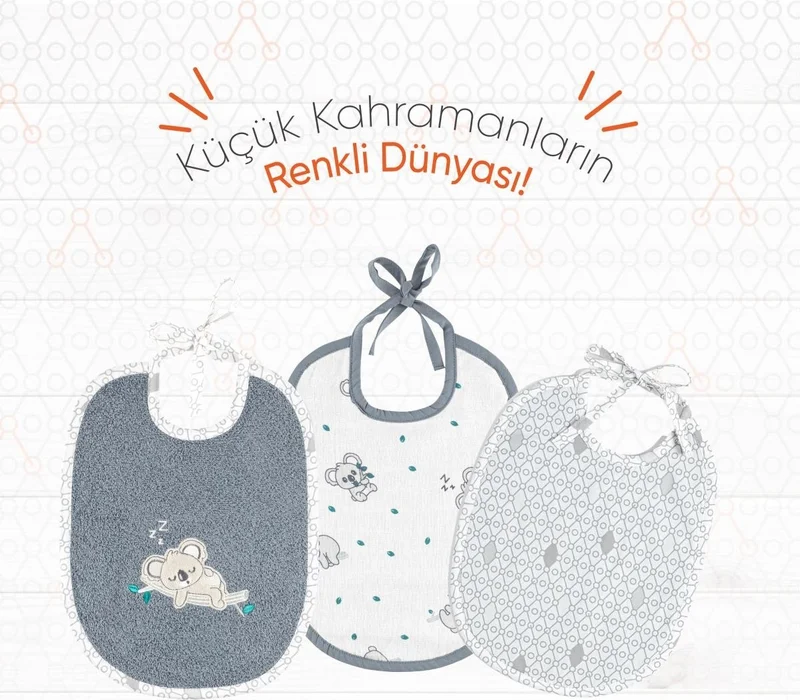 Gezenbebe Hero 3-Piece Newborn Baby Bib Set Koala
