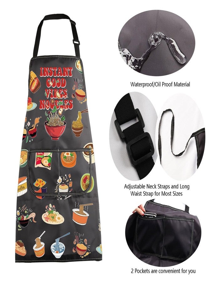 MBMSO Ramen Apron Ramen Noodles Gift Funny Pasta Noodles Kitchen Apron Instant Good Vibes Noodles Apron for Pasta Lover Gift (Noodles Apron-b) - Image 5
