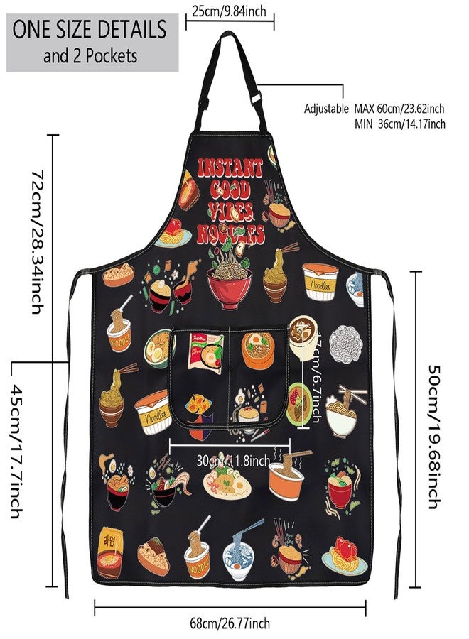 MBMSO Ramen Apron Ramen Noodles Gift Funny Pasta Noodles Kitchen Apron Instant Good Vibes Noodles Apron for Pasta Lover Gift (Noodles Apron-b) - Image 2