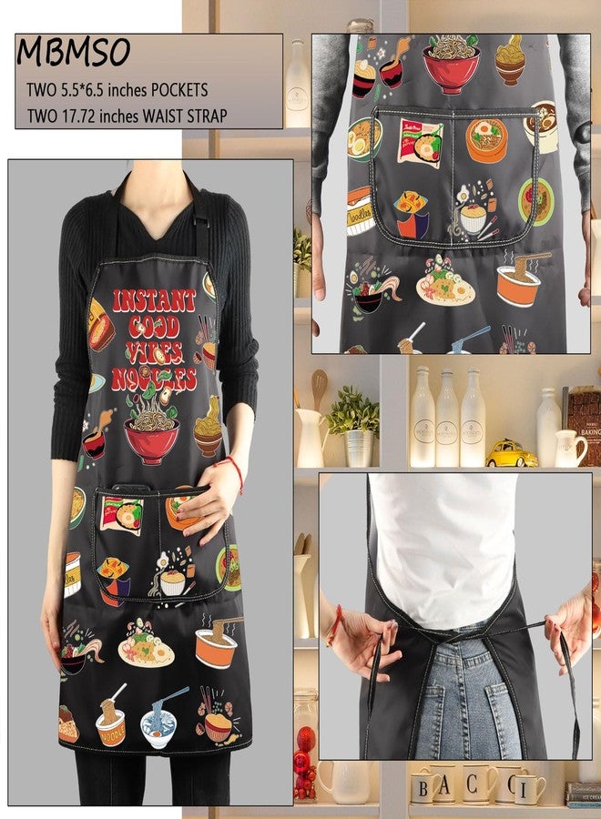 MBMSO Ramen Apron Ramen Noodles Gift Funny Pasta Noodles Kitchen Apron Instant Good Vibes Noodles Apron for Pasta Lover Gift (Noodles Apron-b) - Image 3