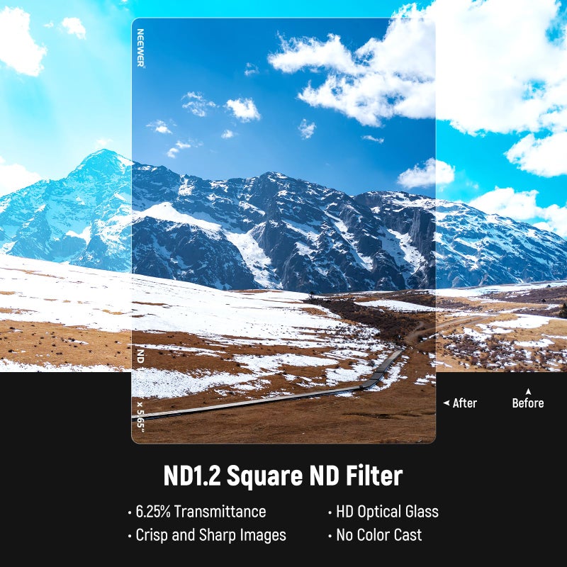 NEEWER ND1.2(4 Stops) Square ND Filter, 4"x5.65" Cinema Neutral Density Filter Compatible with Tilta Compatible with SmallRig Matte Box, Slim Multi Coated HD Optical Glass/6.25% Light Transmittance - Image 3