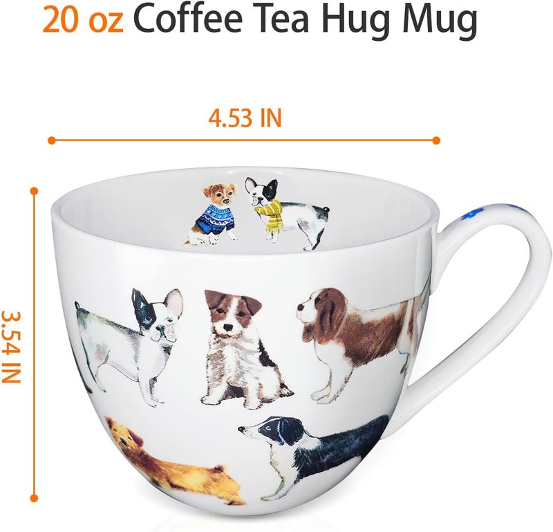 MFoffice Cute Dog Mugs for Daily Coffee and Tea, Premium 20 oz Bone China Coffee Tea Hug Mug, Perfect Holiday, Birthday, and Christmas Gift for Dog Lovers, Designed in England by Harvest Green Studio - Image 3