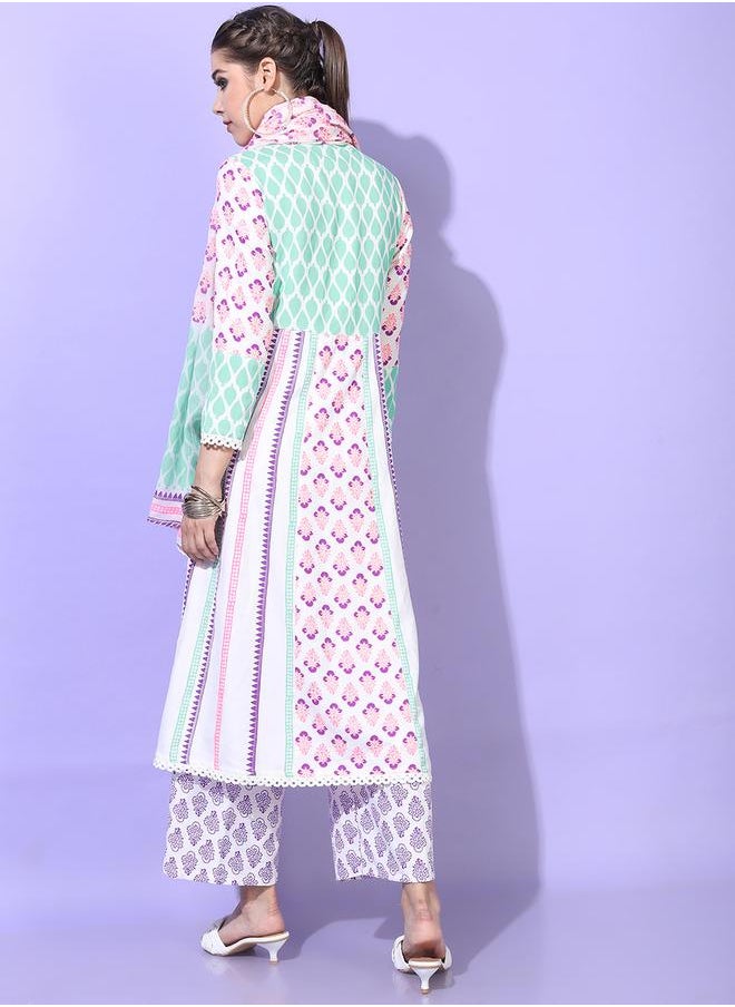 Vishudh - Women Multicolor Printed Viscose Rayon Kurta Set by Styli - Image 1