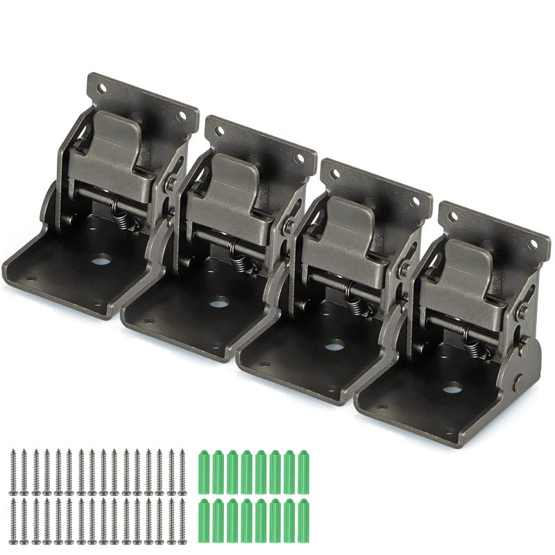 MDLUU Folding Brackets Heavy Duty, 90 Degree Self-Lock Hinges for Table Leg, Wall Shelf, 330lbs Per, Pack of 4(Gunblack) - Image 1
