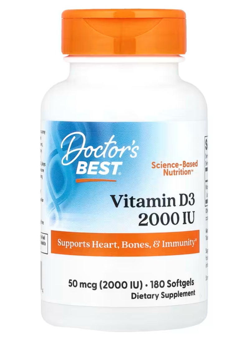 Doctor's BEST Vitamin D3, 2000 IU ,180 Softgels  - Image 1