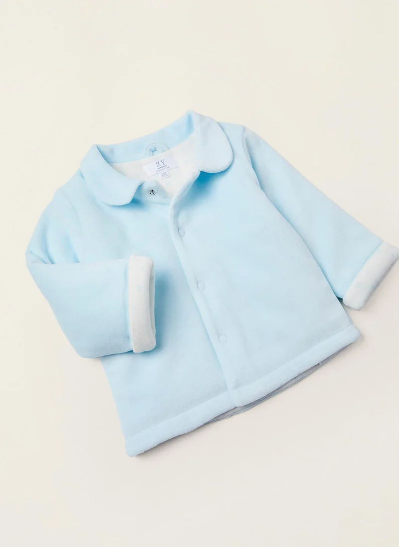 زيبي Velour Jacket with Cotton Lining for Newborn Baby Boys, Blue