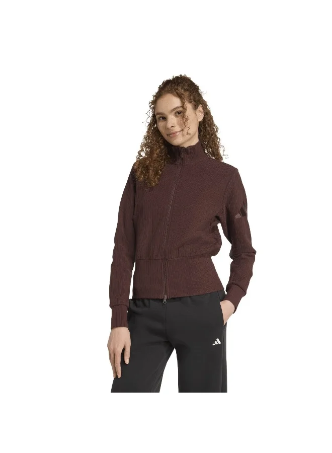 Adidas W All Szn W Fz Brown Training Track Tops For Women XS