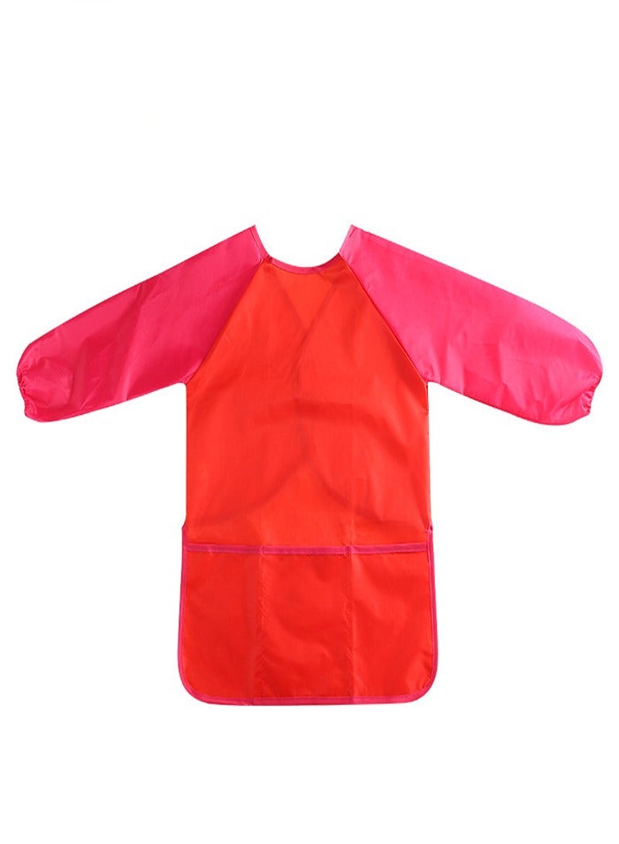 Keep Smiling Smart Kids Painting Apron, Craft Apron, 2-8 Years, Waterproof Kids Aprons for Painting Long Sleeves, Color: Red - Image 2