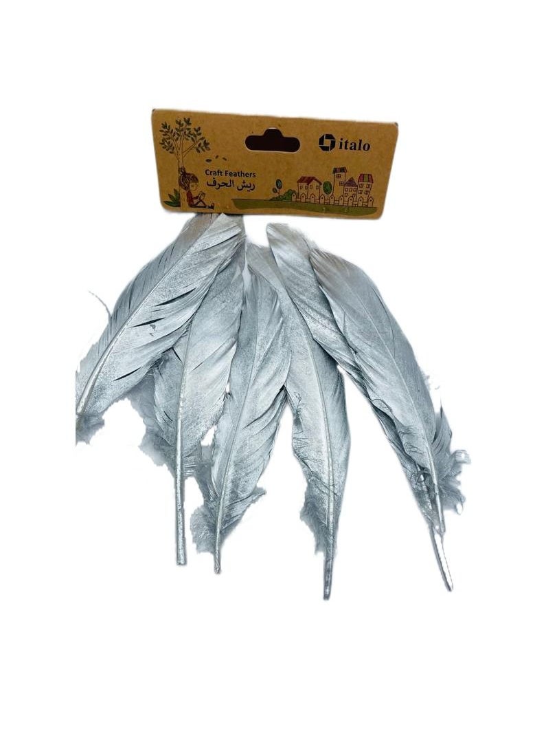 ITALO - 11 Pcs Feathers Crafts Goose Feathers for DIY Earrings Craft For Home Wedding Baby Shower Decorations Silver - Image 1