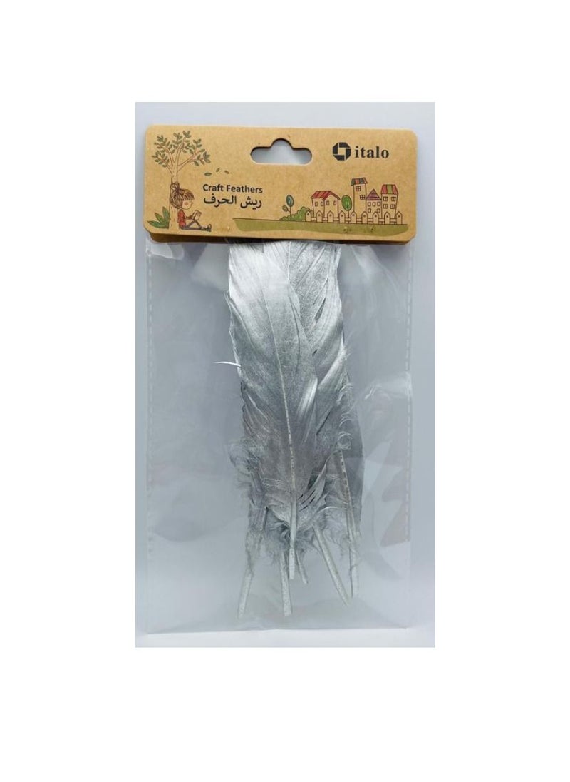 ITALO - 11 Pcs Feathers Crafts Goose Feathers for DIY Earrings Craft For Home Wedding Baby Shower Decorations Silver - Image 1