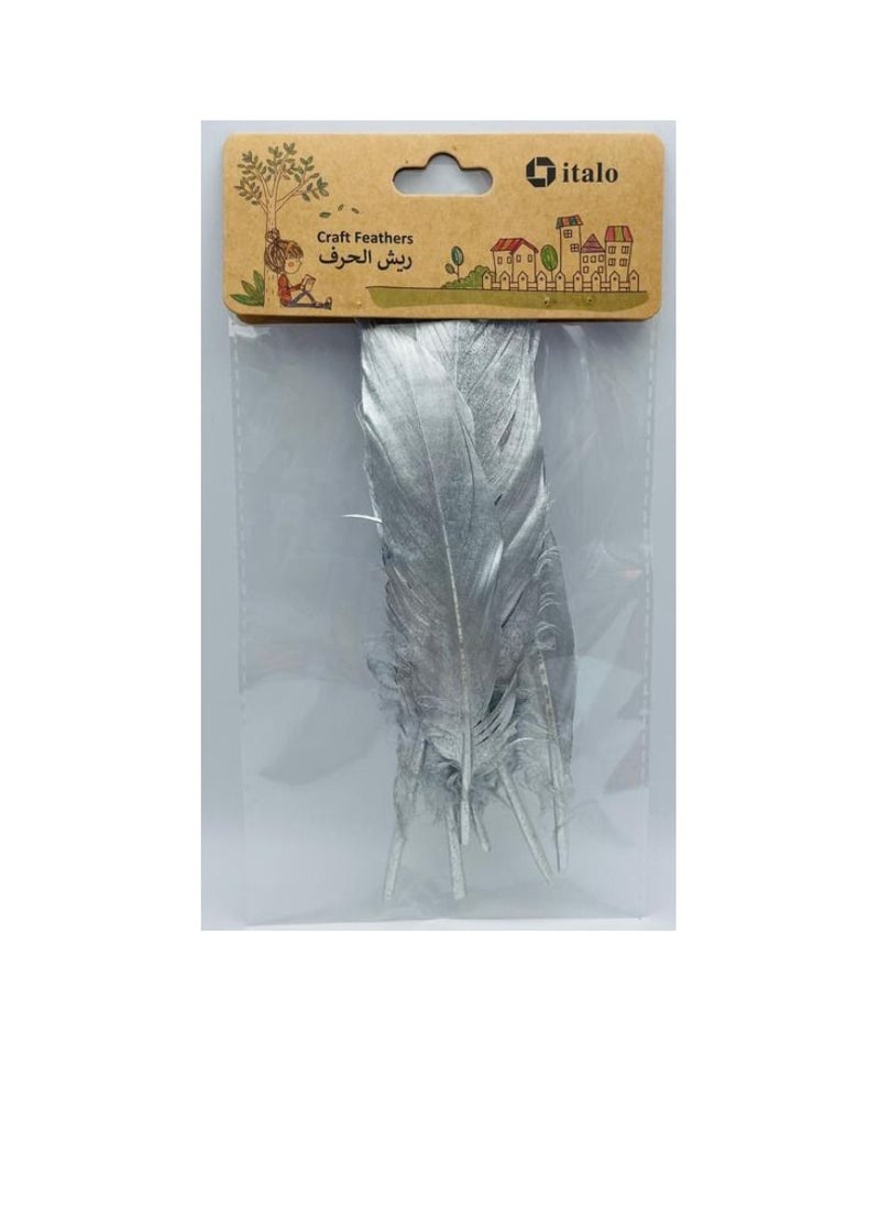 ITALO - 11 Pcs Feathers Crafts Goose Feathers for DIY Earrings Craft For Home Wedding Baby Shower Decorations Silver - Image 1