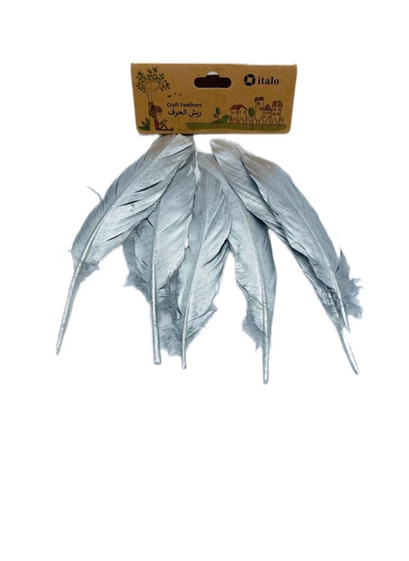 ITALO - 11 Pcs Feathers Crafts Goose Feathers for DIY Earrings Craft For Home Wedding Baby Shower Decorations Silver - Image 1