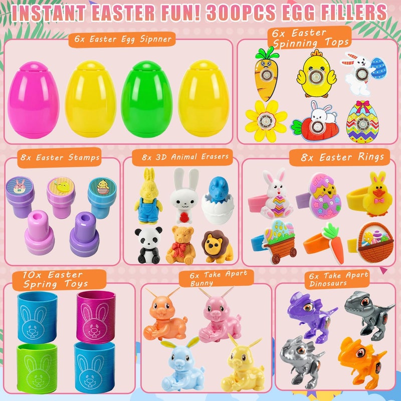 SQZUWIT 300 Pcs Easter Egg Fillers Basket Stuffers Essentials, Small Miny Toys Bulk Assortment Gift for Kids Girls Boys Party Favors Classroom Prize Supplies - Image 2