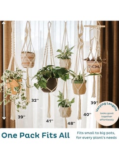Antikiano 6-Pack Macrame Plant Hanger - 12 Ceiling Hooks - Plant Hanger Indoor - Hanging Plant Holder - Hanging Planters for Indoor Plants - Boho Plant Hanger - Plant Hangers Indoor (Cream)  - Image 4