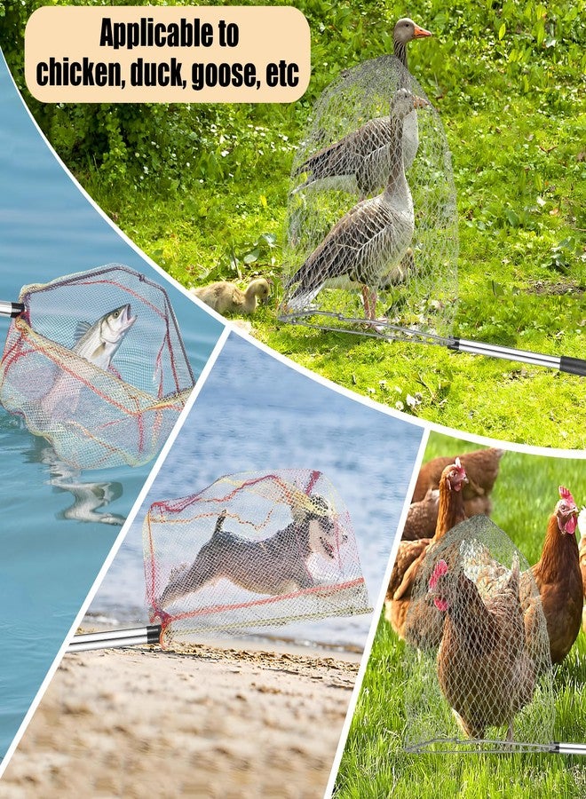 Woxnoc Chicken Catching Net 2 Pcs, Bird Catching Net, 32" to 80" Stainless Steel Poultry Catcher for Catching Small Chicken, Goose, Ducks, Fish, Birds(2 Nets, 1 Pole Included) - Image 5