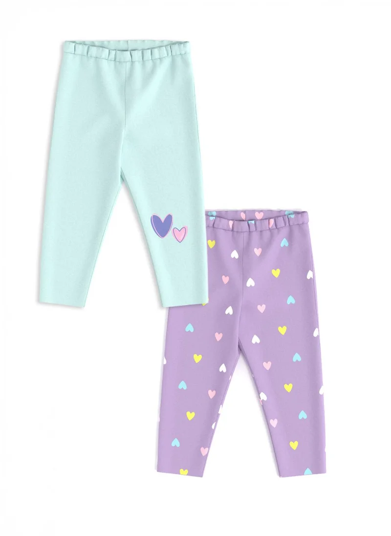 Nautinati Nautinati's Girls' Cotton Pack of 2 Printed Leggings