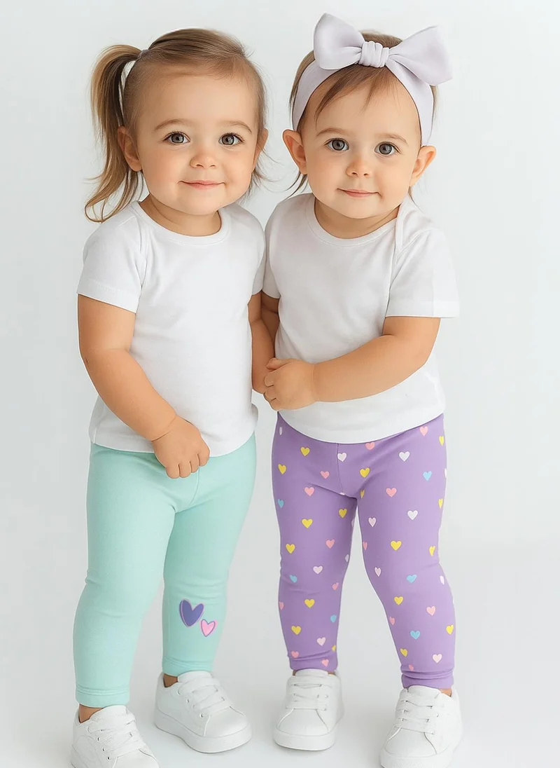 Nautinati Nautinati's Girls' Cotton Pack of 2 Printed Leggings