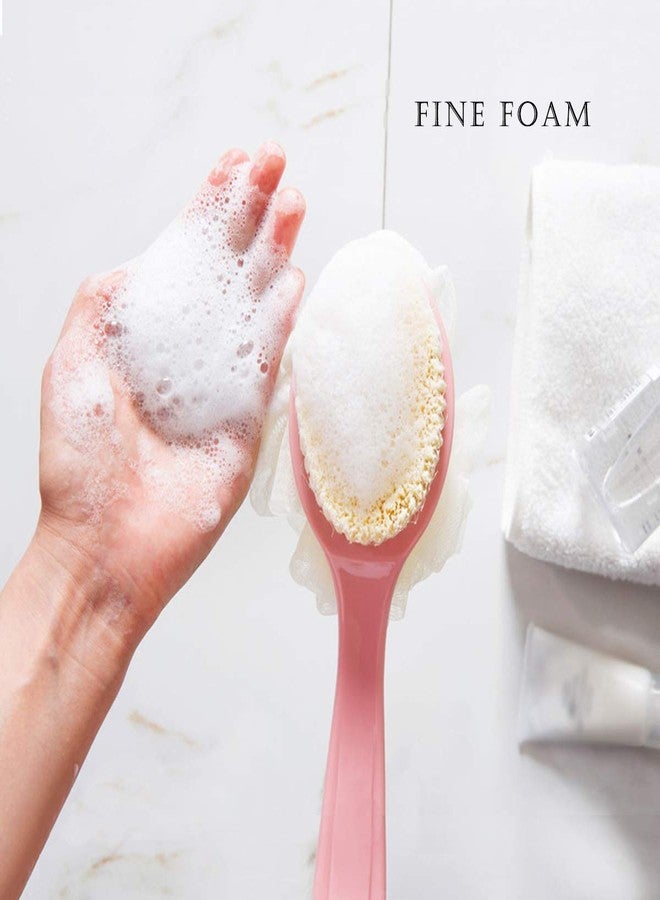LYDL 2 in 1 Shower Body Bath Brush Mesh Sponge with Long Handle Dry Brushing Body Brushes for Skin Exfoliating Back Scrubber Bath and Cellulite Treatment Massage Bristles(Assorted Color) - Image 2