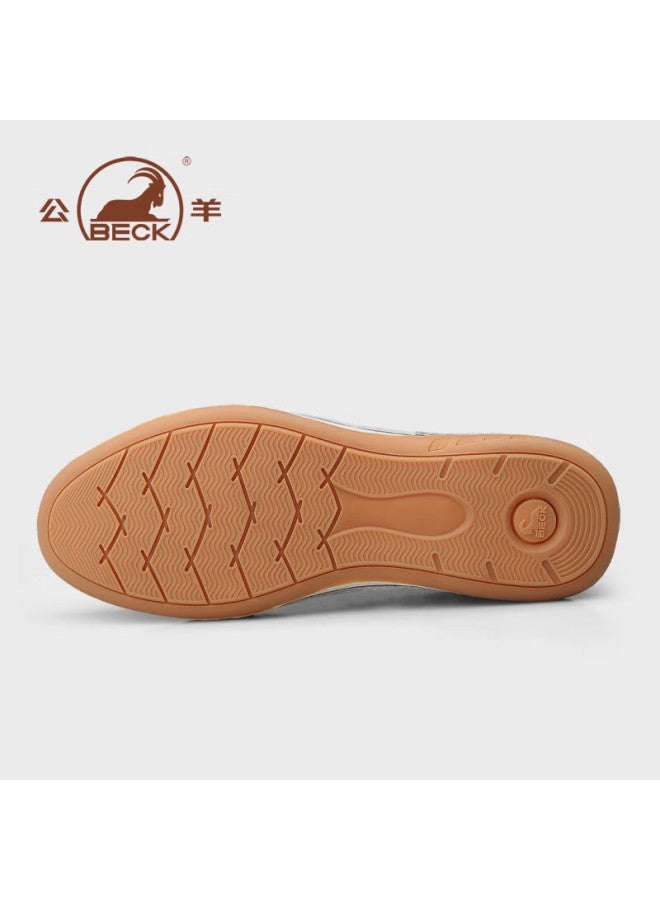 Beck Ram Men's Casual Leather Sneakers Comfortable Soft Bottom Leather Shoes All-match Men's Training Shoes White 42 - Image 1