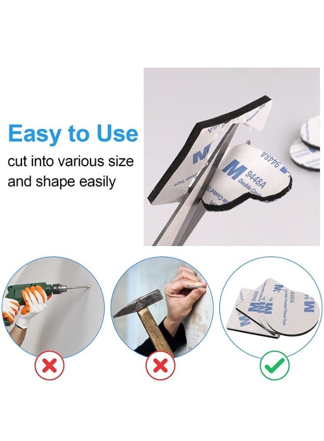 MJZ 60PCS Double Sided Foam Tape, Any Cutting Mounting Self Adhesive Tape, Strong Sticky Pads with Squares and Rounds, 3mm Thickness Pre-Cut Foam Tape, Self-Adhesive Waterproof Adhesive Tape for Fixed Sound Insulation Pad, Picture, 40×40mm - Image 3