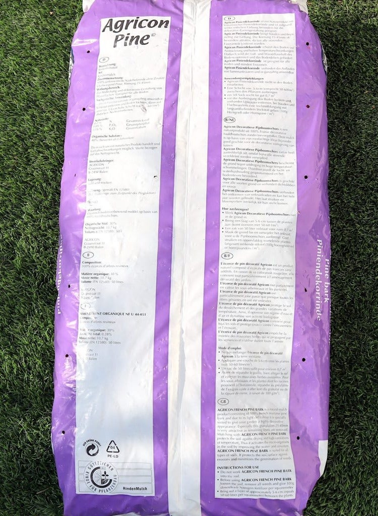 general Agricon French Pine Bark Mulch 50 Ltr is a Premium Quality 100% Natural Mulch Made from French Pine Bark It is Ideal for Use in Garden Beds Landscapes and Potted Pplants to Help Retain Soil Moisture Suppress Weeds and Improve the Overall Appearance of your Garden. is a High Quality Natural Mulch Designed to Enhance Garden Aesthetics and Promote Healthy Plant Growth. - Image 2