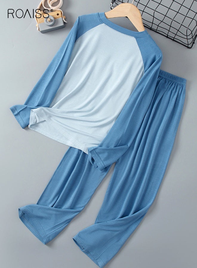 رويس طقم بيجامة للأولاد مع قميص بأكمام طويلة وسروال بخصر مطاطي، طقم بيجامة من قطعتين للأولاد، طقم ملابس نوم بأكمام طويلة، ملابس نوم مريحة وخفيفة الوزن، ملابس نوم منزلية قابلة للتنفس - Image 4