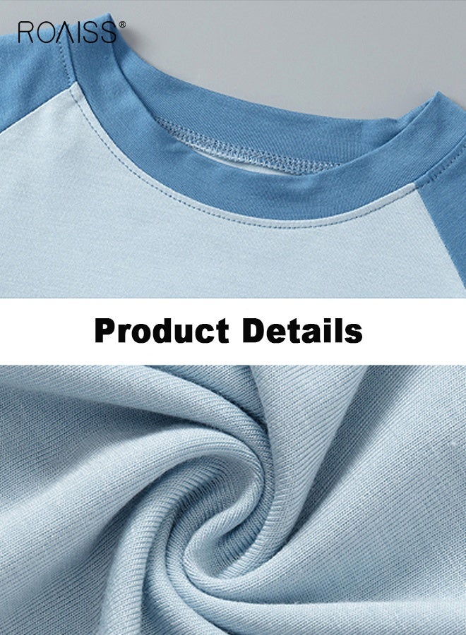 رويس طقم بيجامة للأولاد مع قميص بأكمام طويلة وسروال بخصر مطاطي، طقم بيجامة من قطعتين للأولاد، طقم ملابس نوم بأكمام طويلة، ملابس نوم مريحة وخفيفة الوزن، ملابس نوم منزلية قابلة للتنفس - Image 2