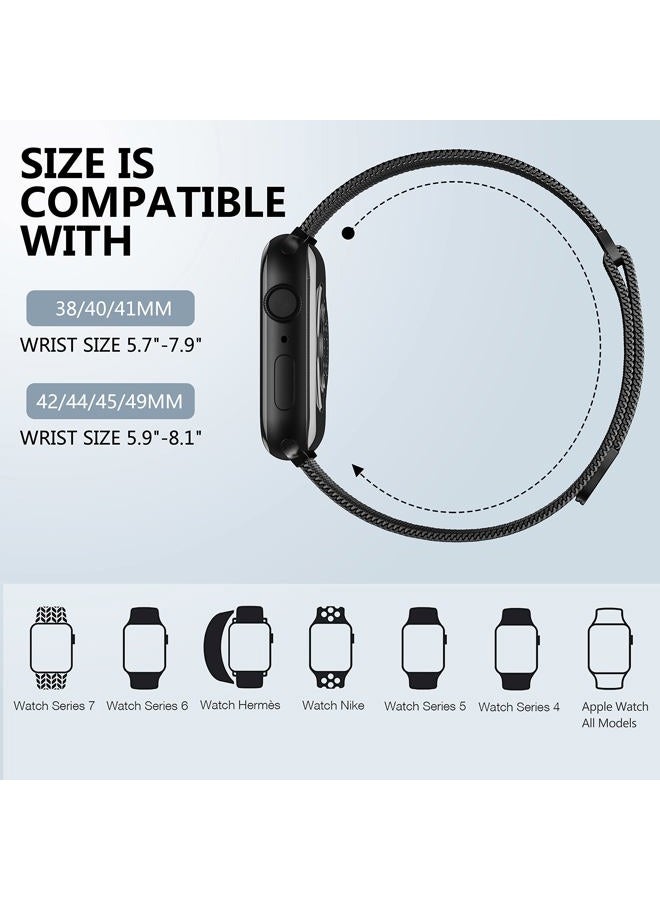 Zedoli Compatible with Apple Watch Bands 38mm 40mm 41mm Men Women, Metal Magnetic Milanese Loop Stainless Steel Mesh Strap Adjustable Wristbands for iWatch Series 8 7 6 5 4 3 2 1 SE, 38/40/41mm, Black - Image 5