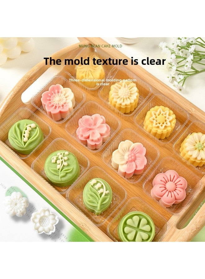 30g50g Mung Bean Cake Mold Household Model Printing Tool Pressing Three-dimensional Embossed Moon Cake Cake Baking Grinding Tool-Specifications:30g Round Lily Orchid (1 Mold 2 Pieces)-Color:See Picture - Image 4