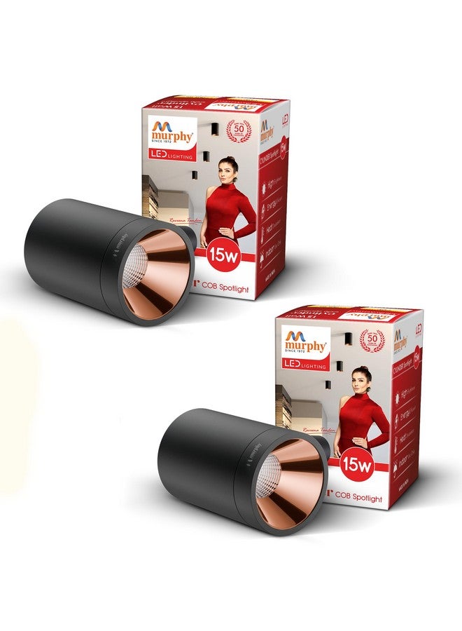 Murphy 15W Black Body Cylindrical Surface Mounted Spot Light Down Light (Warm White, Pack of 2)(Aluminium) - Image 1