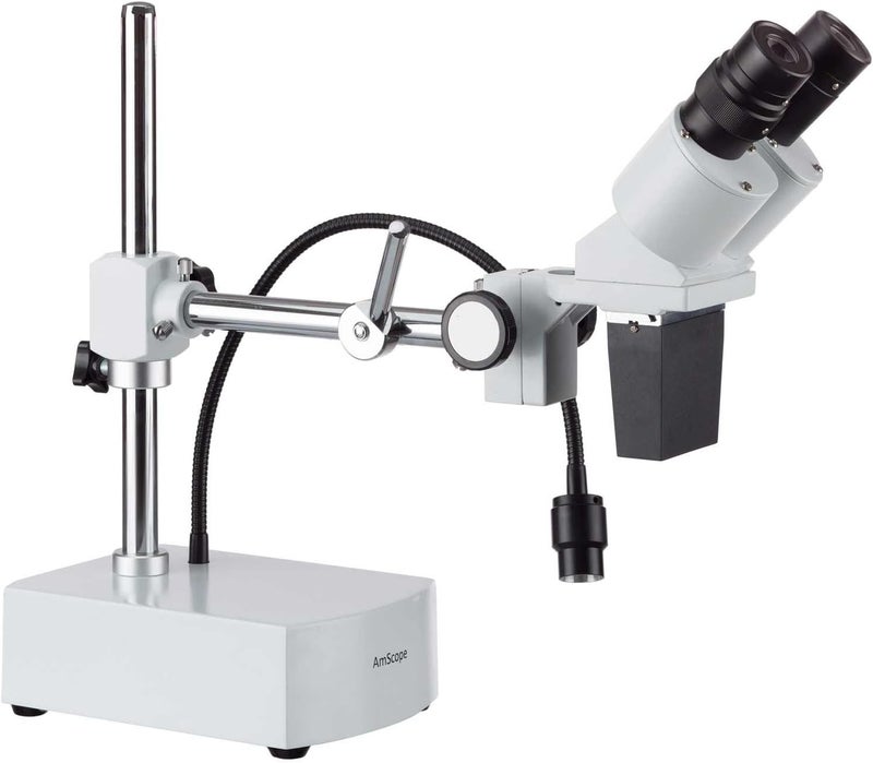 AmScope AmScope SE400Z Professional Binocular Stereo Microscope WF10x and WF20x Eyepieces 10X and 20X Magnification 1X Objective LED Lighting BoomArm Stand 110V120V  - Image 3