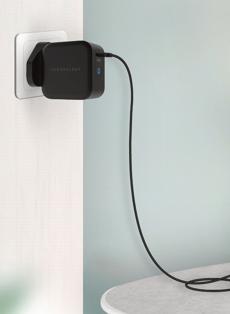 Powerology Wall Charger Ultra-Compact 61W PD GaN Charge Fast Charging, Safe and Secure - Black - Image 5