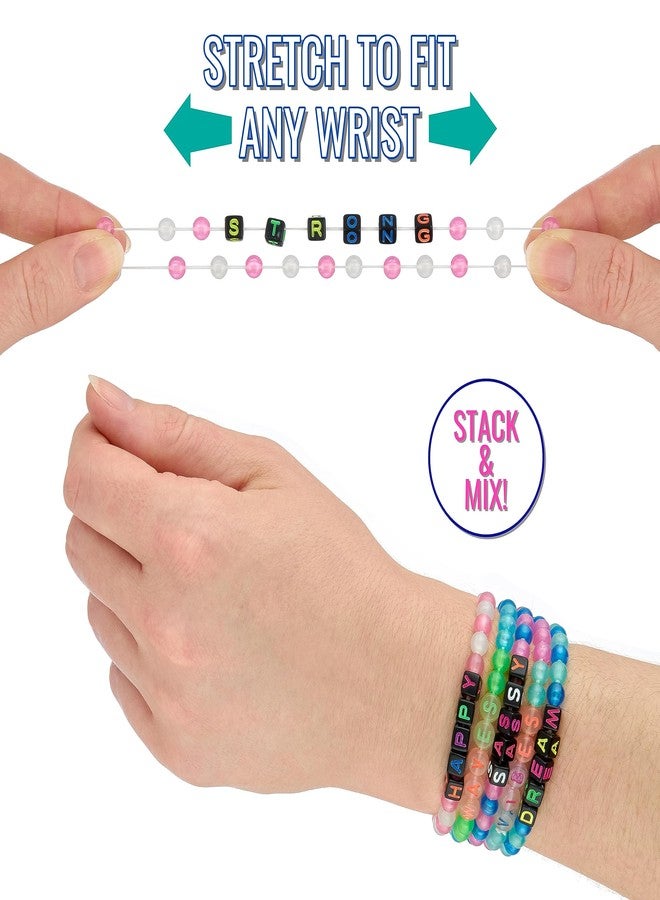 Expressions 16pc Tear & Share Bracelets w/ GLOW IN THE DARK Beads - Novelty Message To Share With Friends, Colorful Letter Beaded Bracelets, Shareable Party Favor Jewelry For Kids And Teens - Image 4