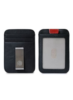 Generic Slim Soft Retro leather Card Holder Money Clip Black  - Image 4
