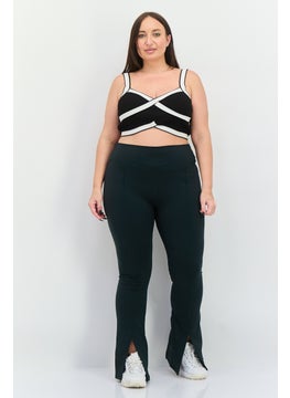 The Giving Movement Women Regular Fit Brand Logo Wide Leg Pants , Green  - Image 2