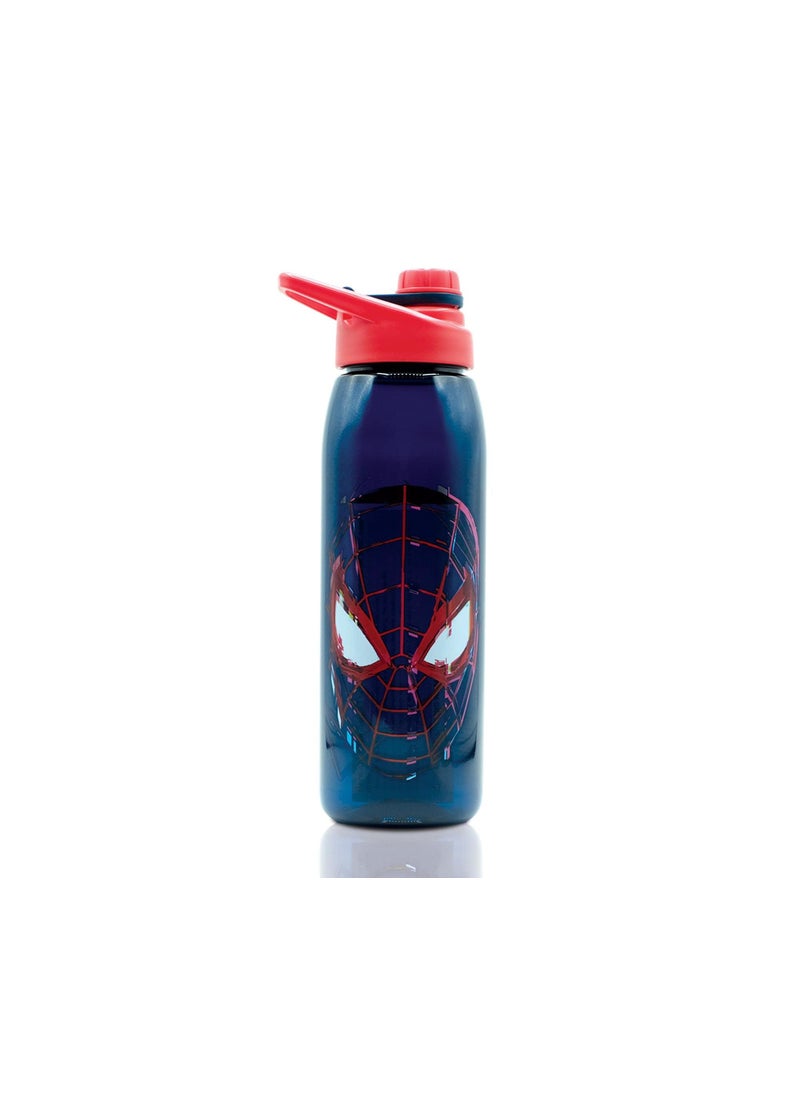 Spider-Man Marvel SpiderMan Miles Morales 28Ounce Sports Water Bottle  BPAFree Plastic Water Jug With Leakproof ScrewTop Lid And FlipUp Cap  Hydration For Outdoor Activities Gym Fitness Gifts 