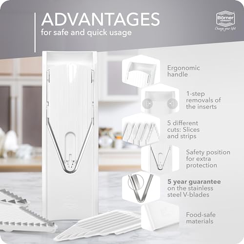 Börner BORNER V Mandoline Slicer Kitchen V1 ClassicLine Starter Set | Vegetable Grater Börner - Quality Made in Germany, Color:White - Image 5