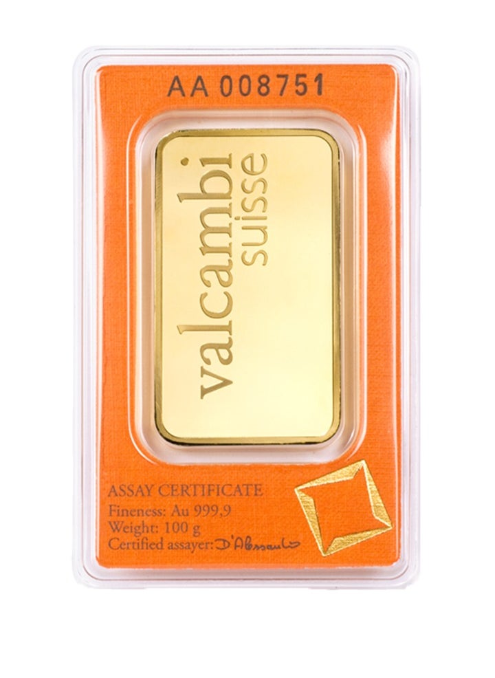 FK Jewellers - Valcambi Suisse 100g Pure 999.9 Fine Gold Bar 24KT - 100 Grams - Image 1
