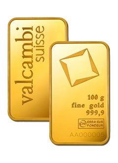 Valcambi Suisse 100g Pure 999.9 Fine Gold Bar 24KT - 100 Grams