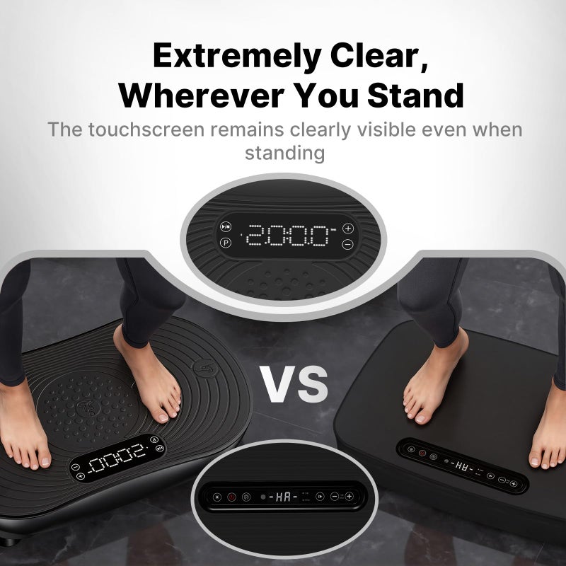 MERACH Vibration Plate Exercise Machine, Vibrating Platform for Lymphatic Drainage Weight Loss Muscle Activation, Full Body Home Exercise Equipment with LED Touch Screen Bluetooth Pull Cord - Image 3