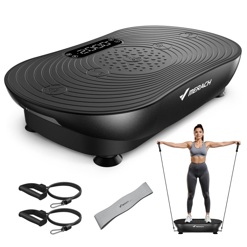 MERACH Vibration Plate Exercise Machine, Vibrating Platform for Lymphatic Drainage Weight Loss Muscle Activation, Full Body Home Exercise Equipment with LED Touch Screen Bluetooth Pull Cord - Image 1