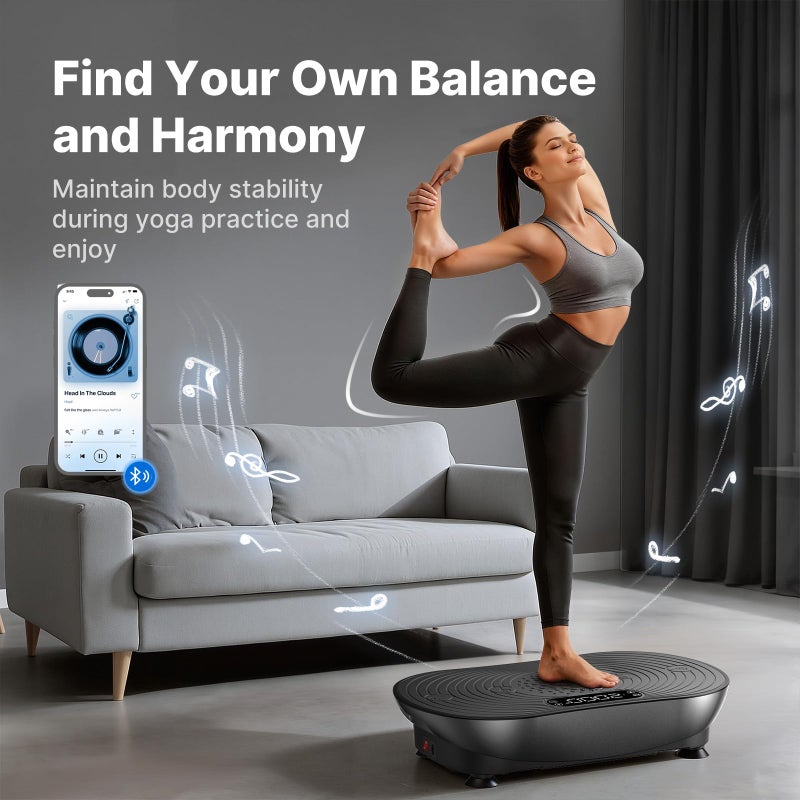 MERACH Vibration Plate Exercise Machine, Vibrating Platform for Lymphatic Drainage Weight Loss Muscle Activation, Full Body Home Exercise Equipment with LED Touch Screen Bluetooth Pull Cord - Image 4