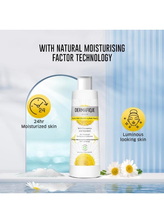 Dermafique Hydra Soft Nourishing Body Wash 250ml, Showergel for Women & Men, 24 hrs Moisturization, No Parabens/SLS/SLES, With Hyaluronic Acid & NMF, Sensitive, Dry, Oily, Normal Skin | Dermat Tested - Image 3