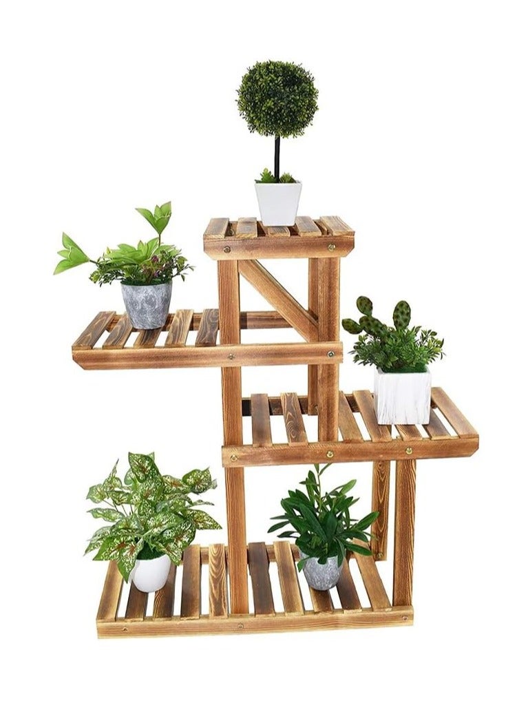 Generic FFD Wood Plant Stand 83D x 25W x 98H cm – Multi-Tier Floor Standing Rack for Indoor & Outdoor, Durable Wooden Flower Pot Holder for Balcony, Living Room, Patio & Garden"`  - Image 1