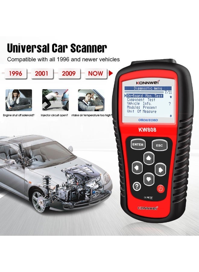 Konnwei ماسح ضوئي OBDII EOBD KW808 لقراءة رموز السيارات واختبار التشخيص - Image 1