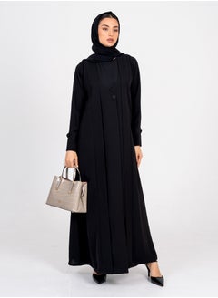Rosette Abaya Blazer abaya with Button Style & Wide Neck  - Image 4