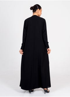 Rosette Abaya Blazer abaya with Button Style & Wide Neck  - Image 2